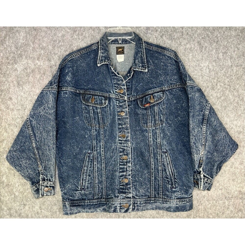 VTG Lee Denim Jacket Small Union Made USA PATD-153438 Trucker Stone Acid Wash